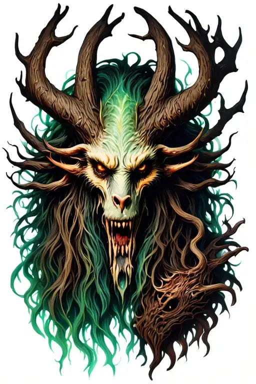 noonwraith, leshy, dark tattoo design idea