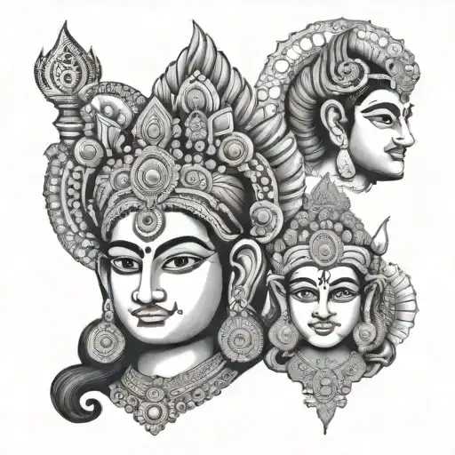 Face of God murugan, Lord shiva and lord ganesh. Make it little touch of Psychedelic tattoo design idea