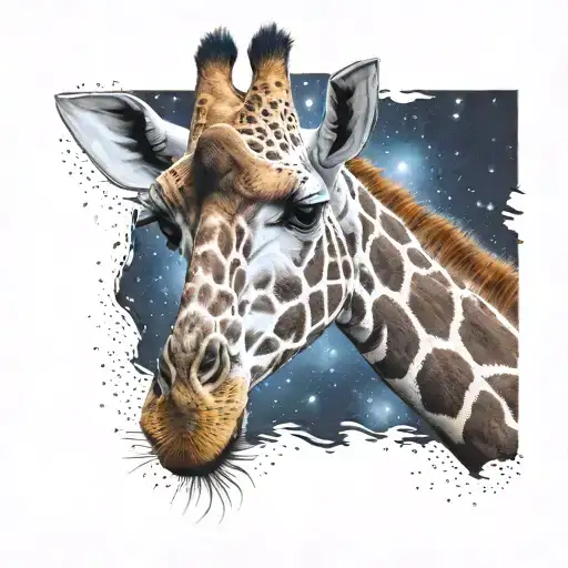 Giraffe spots starry night painting tattoo design idea