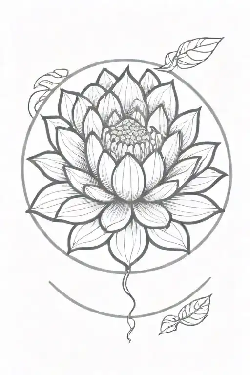 A lotus flower in a circle tattoo mini tattoo design idea