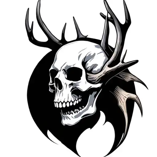antlers fish hook skulls tattoo design idea