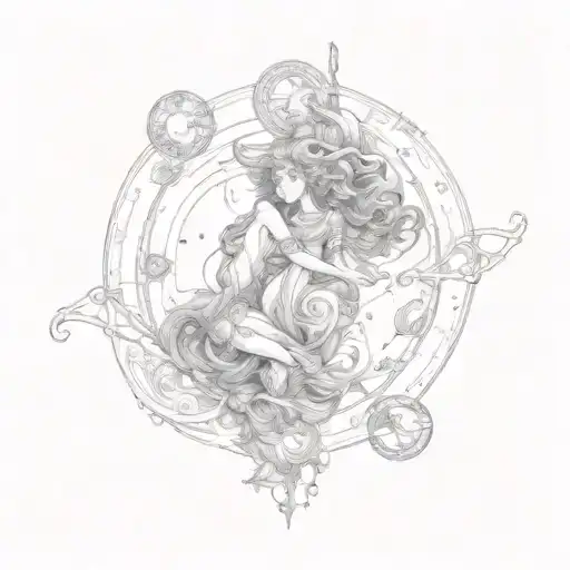 fusion of Aquarius and Gemini tattoo design idea