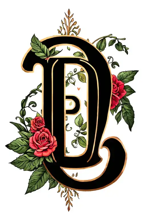 letters G, N, P, V, L, D, S , T family love tattoo design idea