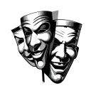 Global concept: Theme: the 7 visual capital sins: theater masks (comedy/tragedy type), each ex tattoo design idea
