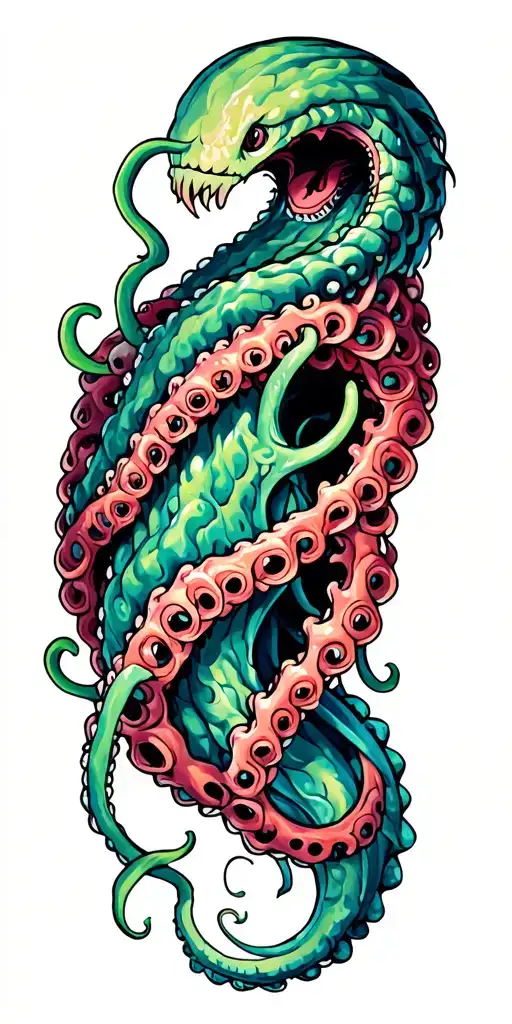 Kraken tentacle wrapped tattoo design idea