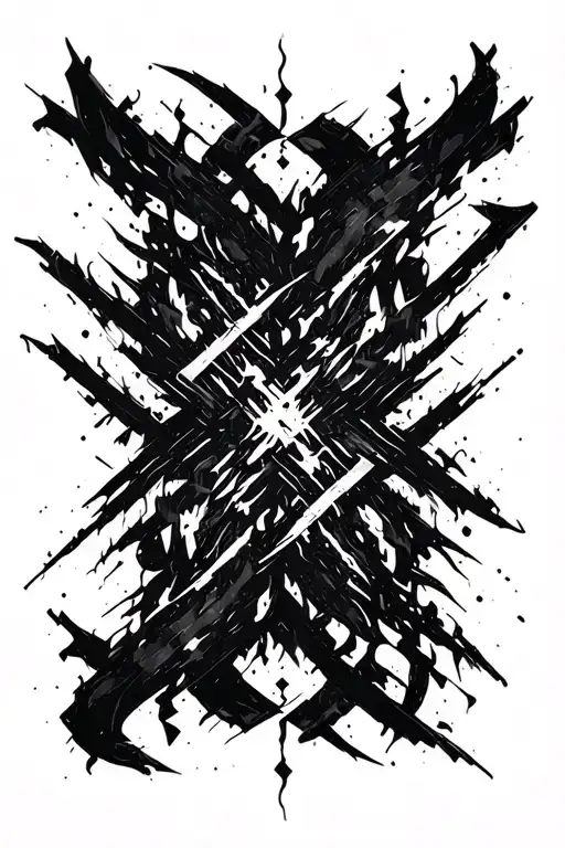 Raw Blackwork Chaotic Bold Strokes Flow Brutalist, Dark Abstract tattoo design idea