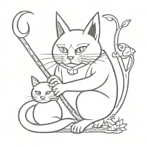 Baba Yaga and the Cat tattoo design idea