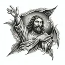 JESUS CALM STORM BLACK AND WHITE tattoo design idea