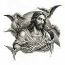 JESUS CALM STORM BLACK AND WHITE tattoo design idea