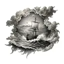 JESUS CALM STORM BLACK AND WHITE tattoo design idea