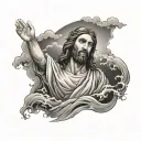 JESUS CALM STORM BLACK AND WHITE tattoo design idea