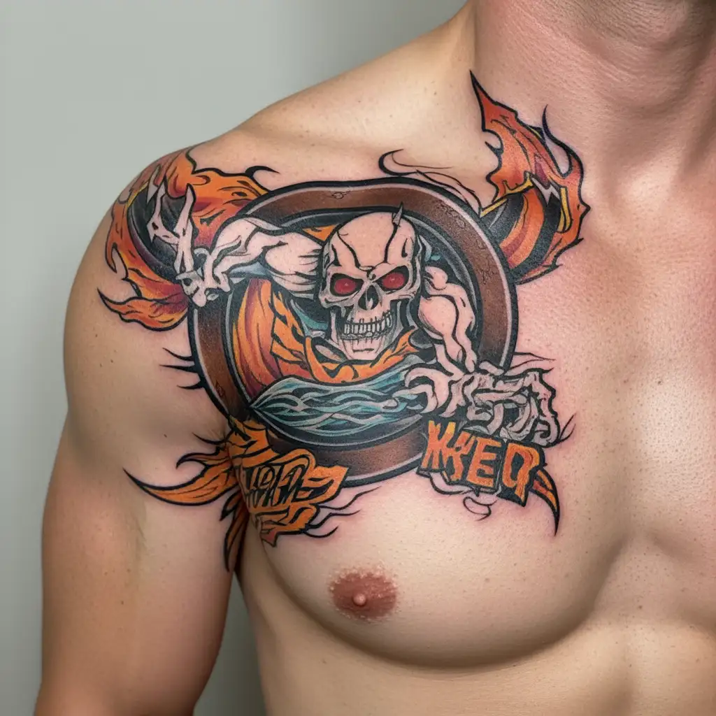 storm and lightning bolt for a lineman with the name Kristopher tattoo design idea