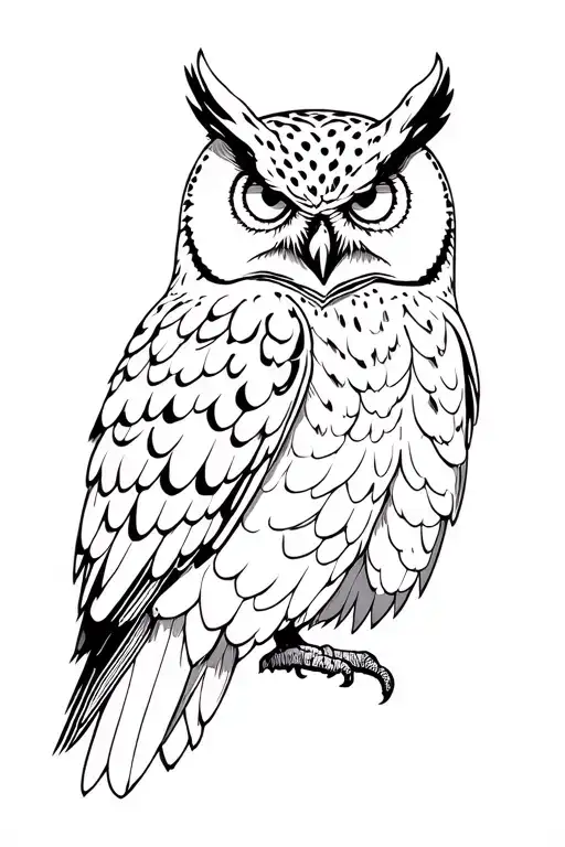 owl perched tattoo design idea