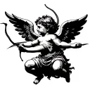 chubby cherub flying holding a bow and arrow tattoo design idea