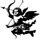 chubby cherub flying holding a bow and arrow tattoo design idea