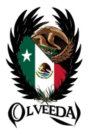 last name (Olveda) with half Puerto Rico flag and half mexico flag combined behind the name  tattoo design idea