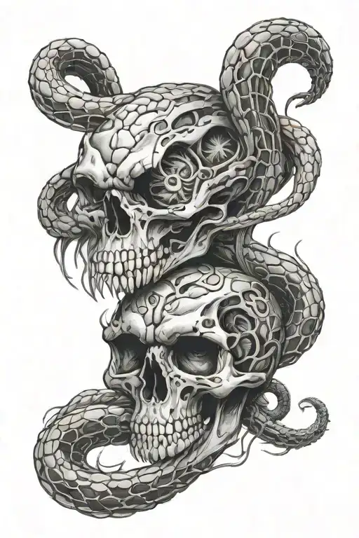 Snake skeleton and eyes, paired tattoo design tattoo design idea