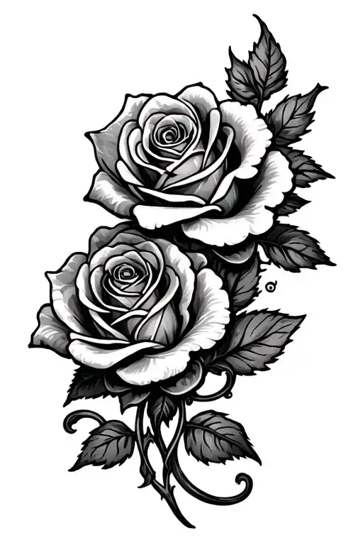 irish roses thigh modern twist tendrils tattoo design idea