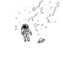 Coverup Space With Astronaut floating tattoo design idea