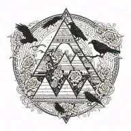 snake wrapped loosely pyramid,trees,roses,crows,24,9,moons,waterfalls, tattoo design idea