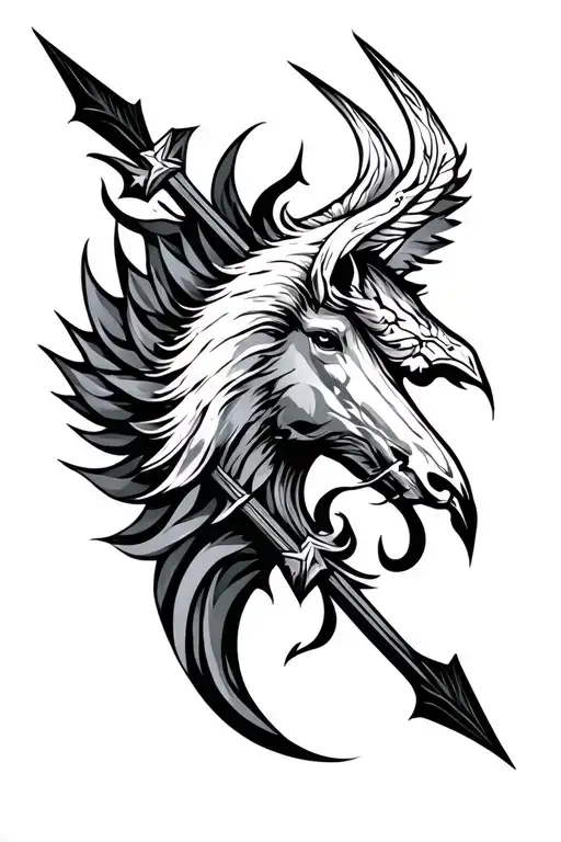 arrow sagittarius ornemental tattoo design idea