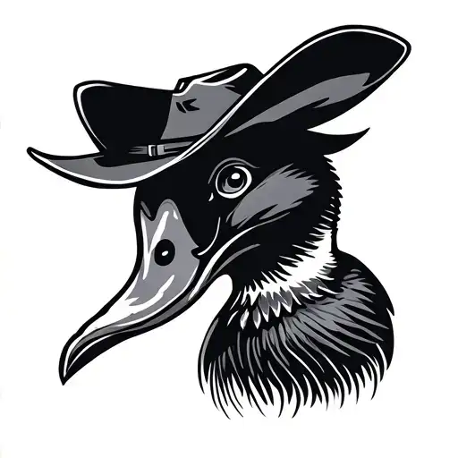 Cowboy Duck minimalist stencil tattoo design idea