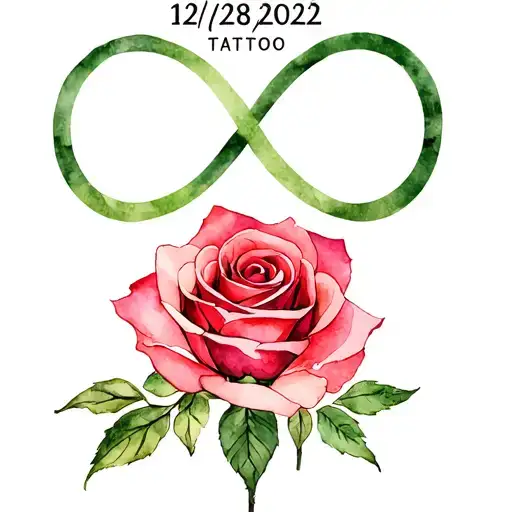 "12/28/2022" Rose and infinity symbol intertwined representing the client's tattoo design idea