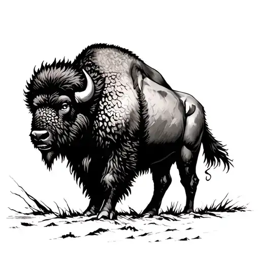bison into the storm tattoo design idea