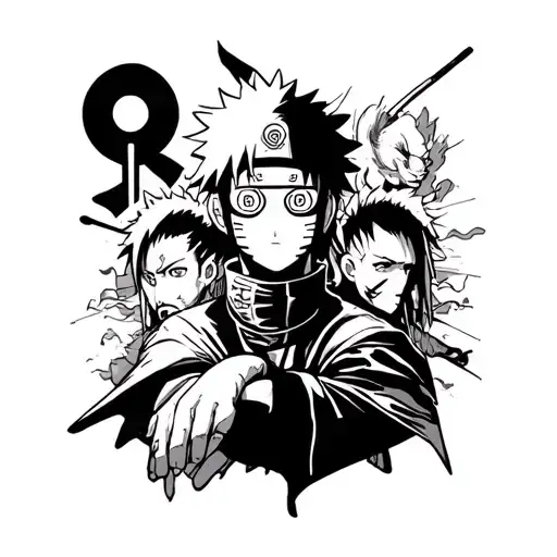 I want a tattoo from Obito without mask, shaded by sides and Ryttez and Moraesztz style tattoo design idea