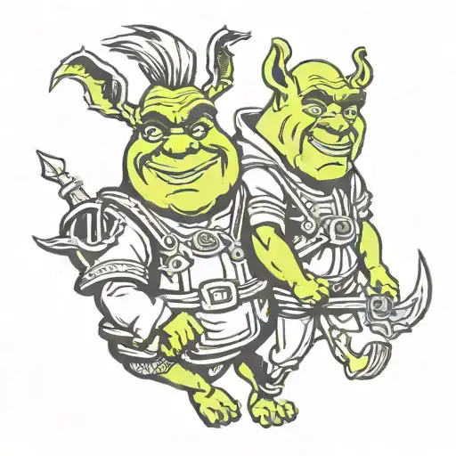 shrek and donkey tattoo design idea