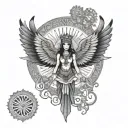 Isis goddess mandala with wings tattoo design idea