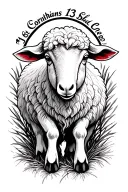 1 in 99 sheep scripture 1st Corinthians 13 tattoo design idea