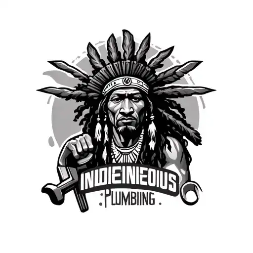 "Indigenous Plumbing " dread lock Native American holding a wrench tattoo design idea