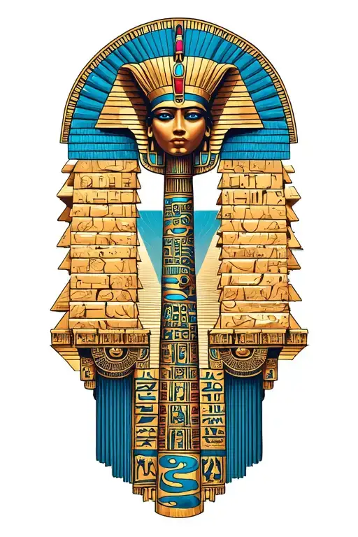 annunaki symbols with egypt pyramids and ancient greek pillars tattoo design idea