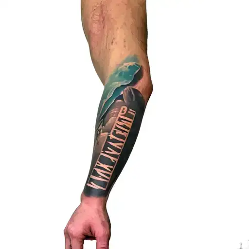 a man's forearm with the word risk taker on it tattoo design idea