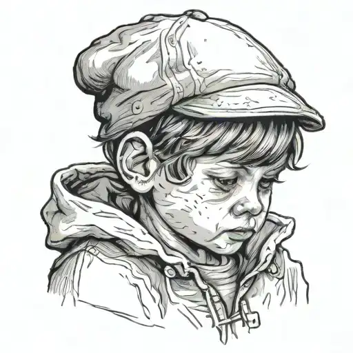 SAD BOY CHILD 1971 BRITTANY tattoo design idea
