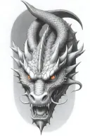 dragon face 3/4th view tattoo design idea