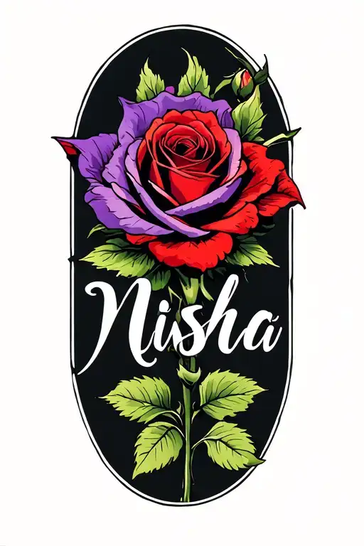 "Nisha" Red and purple rose intertwined tattoo design idea