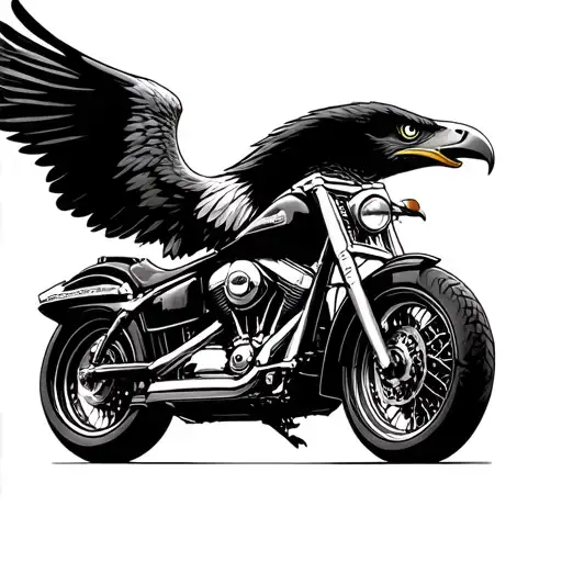 Eagle and harley davidson motorcycle tattoo design idea