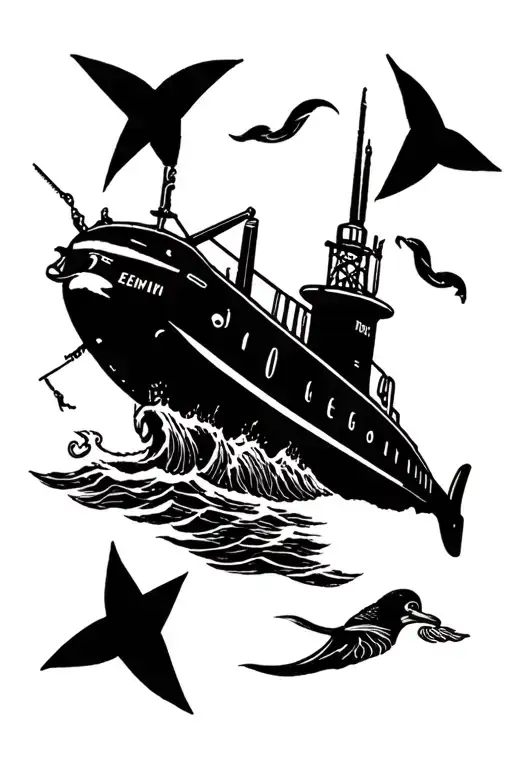 navy submarine gemini Atlantic tattoo design idea