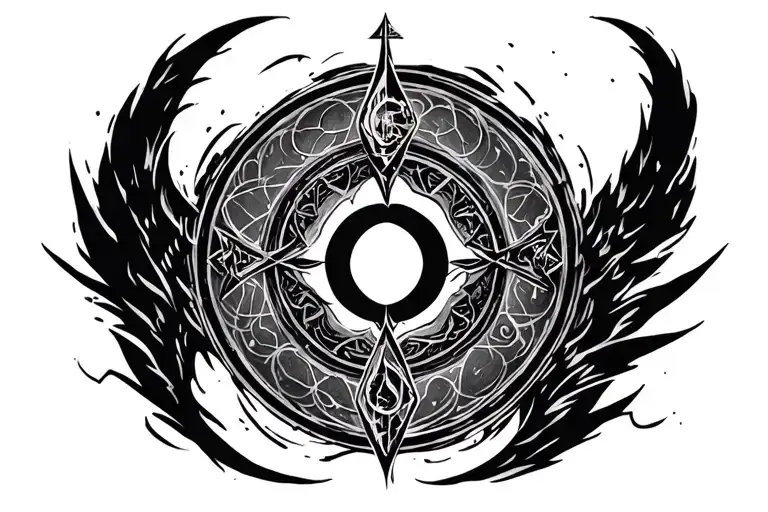 god symbol in alchemy transmutation circle tattoo design idea