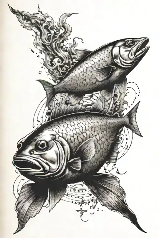 Pink Floyd Hey Hey Rise Up and Two lost souls swimming in a fish tattoo design idea