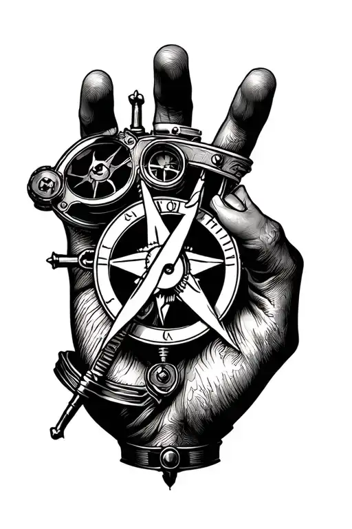  Hand Tattoo sextant Anarchy  tattoo design idea