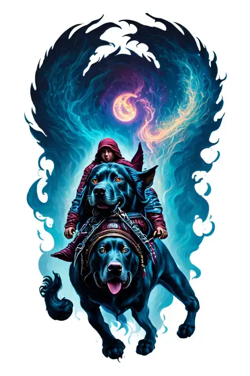 spectral rider on a hell hound tattoo design idea