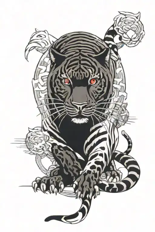 black panther white tiger yin yang tattoo design idea