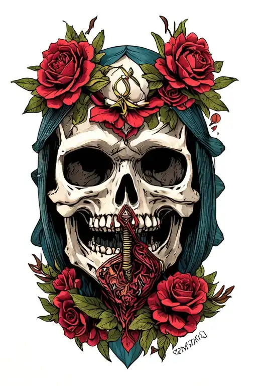 skeleton warrior tattoo design idea