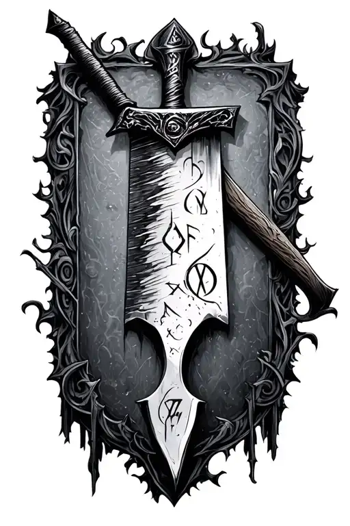 bloodborne runes and saw cleaver tattoo design idea