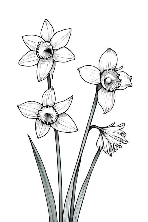 Paperwhite Narcissus & daffodil tattoo design idea