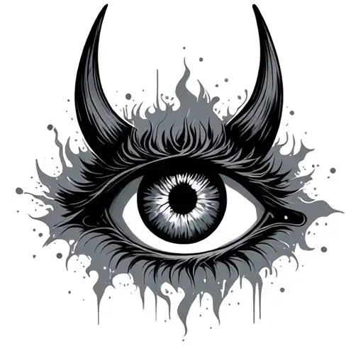 demon eye surrounded tattoo design idea
