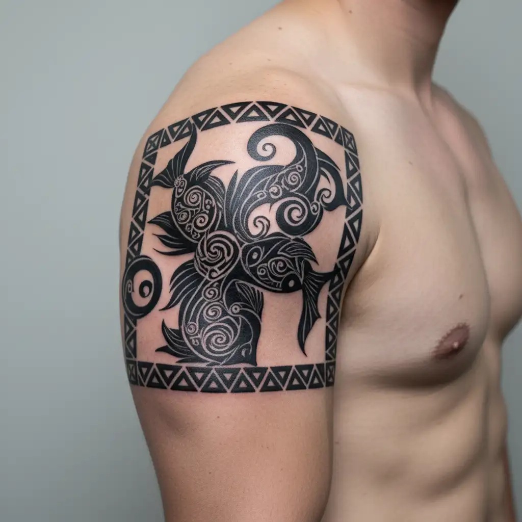 Fish yin yang tattoo design idea